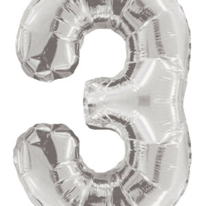 silver number 3 balloons silver number balloons