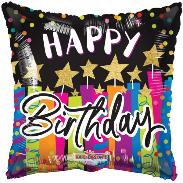 18"Happy Birthday Black Square Shape Helium Foil Balloon (5 Pack) #16166