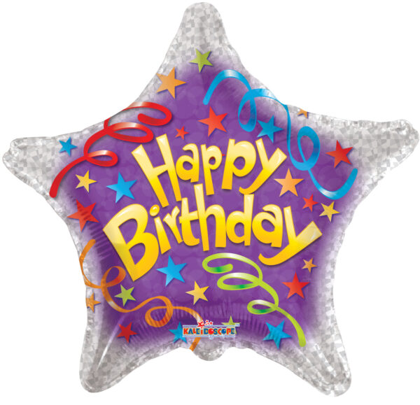 18" Happy Birthday Streamers Star Helium Foil Balloon (5 PACK) #17935