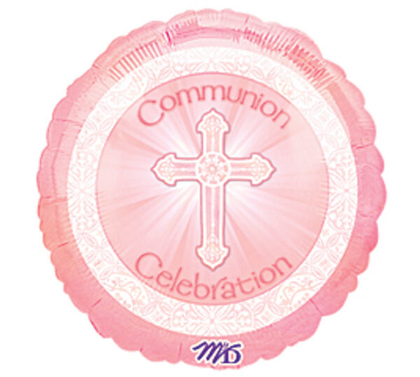 18" Communion Celebration Pink Stained Glass Helium Foil Balloon (5 PACK) #11678