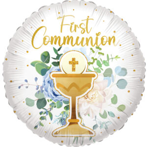18″ Communion White Gold Chalis Helium Foil Balloon (5 PACK) #18152