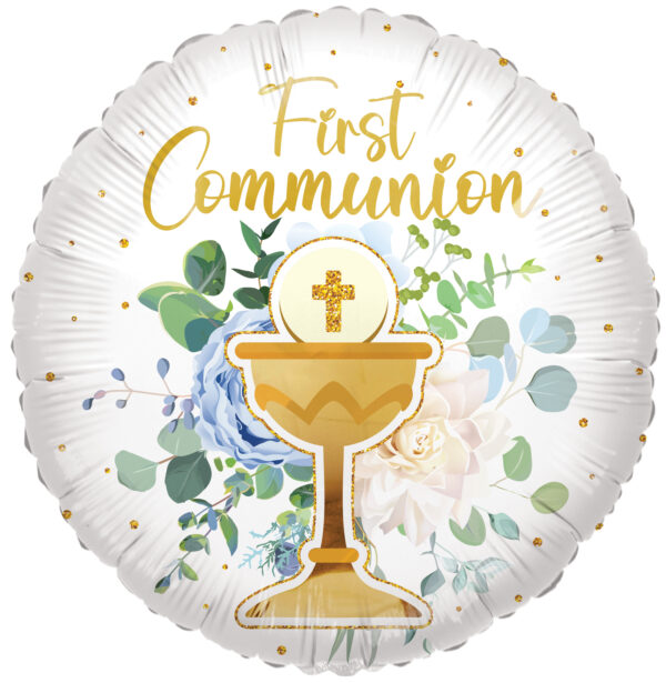 18″ Communion White Gold Chalis Helium Foil Balloon (5 PACK) #18152