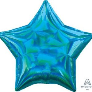 18" IRIDESCENT CYAN BLUE Star Shape Helium Foil Balloons (5 Pack) #39268