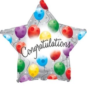 18" Congratulations Star Shape Foil Helium Balloons (5 Pack) #814179