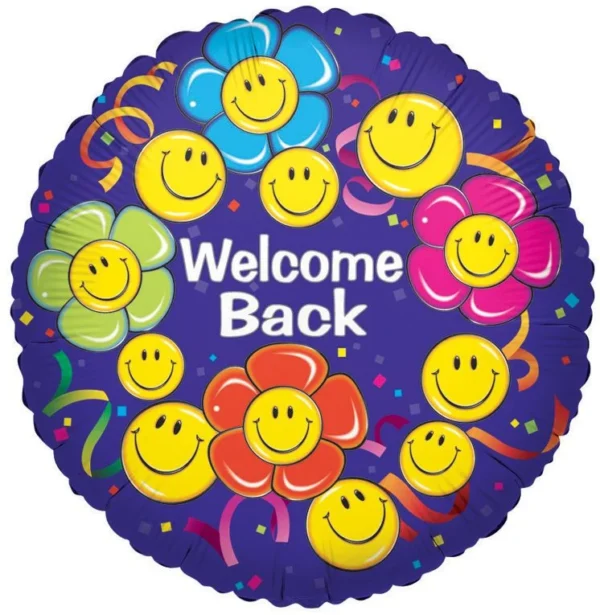18" Welcome Back Smiley Faces Foil Helium Balloons (5PACK) #17285