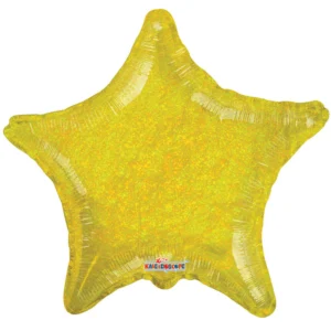22" Holographic Dazzler Gold Star Helium Foil Balloon (5 Pack) #35246