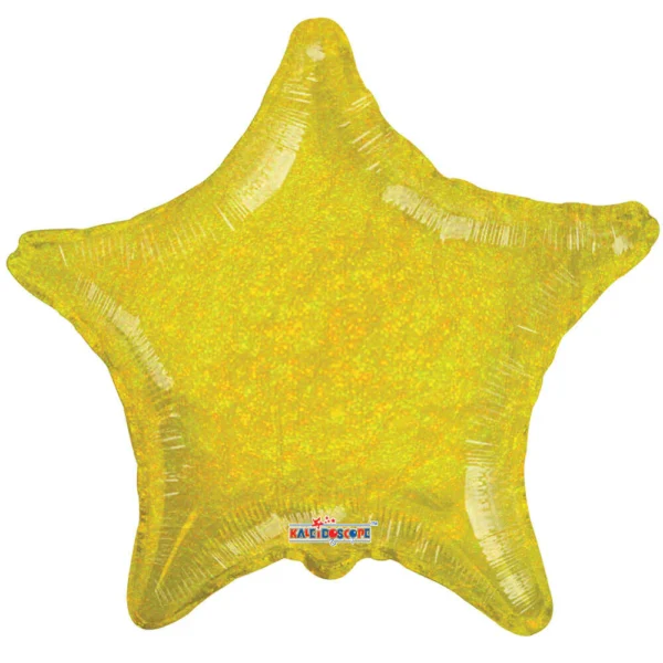 22" Holographic Dazzler Gold Star Helium Foil Balloon (5 Pack) #35246