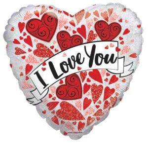 9" I Love You Holographic Banner Air Fill Only Foil Balloon (5 Pack) #15999-09