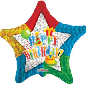 9" Mini Birthday Patterned Star Shape Air Fill Only Foil Balloon (5 PACK) #17969